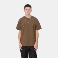 T-Shirts & Polos>Carhartt WIP S/S Chase T-Shirt Chocolate / Gold