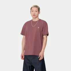 T-Shirts & Polos>Carhartt WIP S/S Chase T-Shirt Dusty Fuchsia / Gold