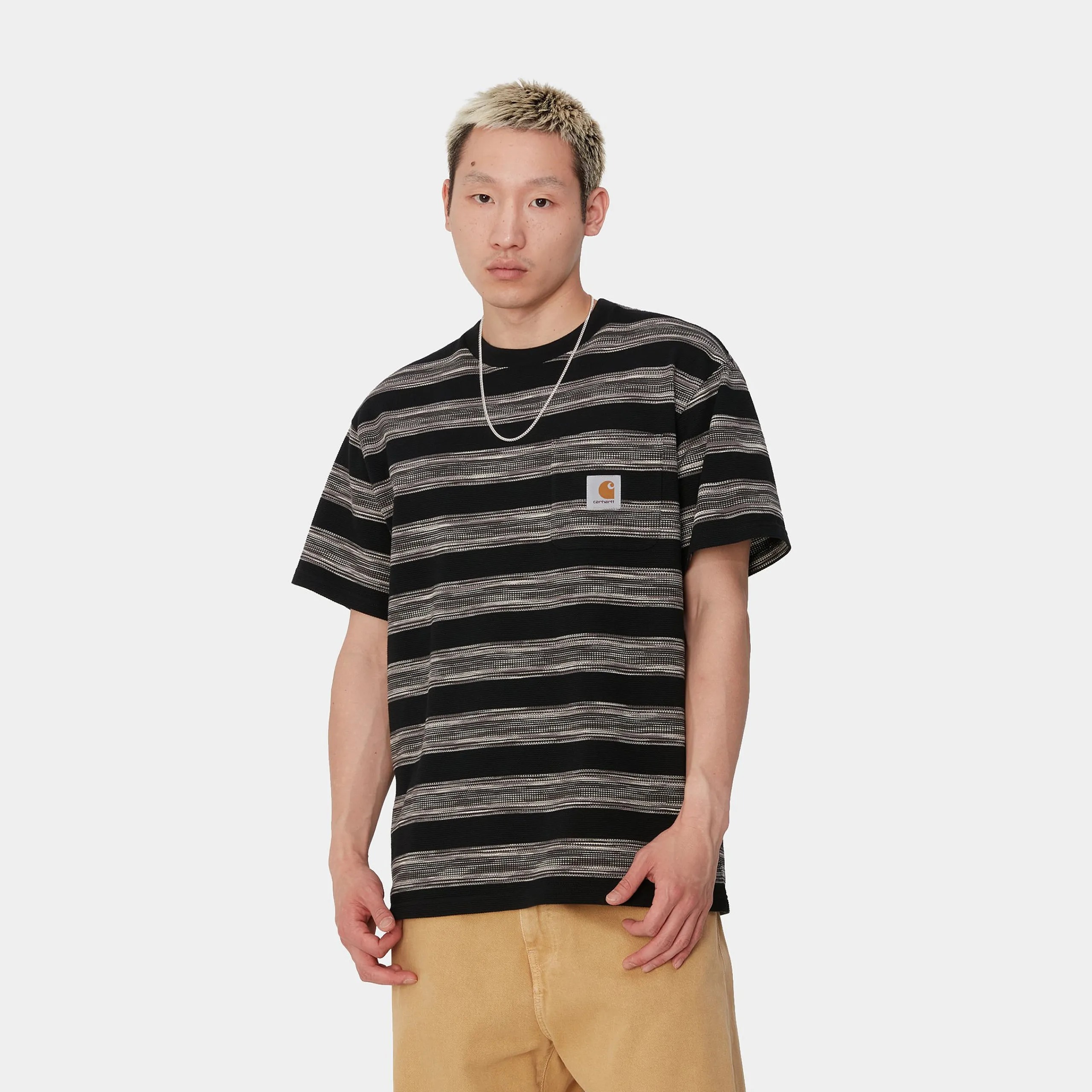 T-Shirts & Polos>Carhartt WIP S/S Dodson Pocket T-Shirt Dodson Stripe Horizontal, Black