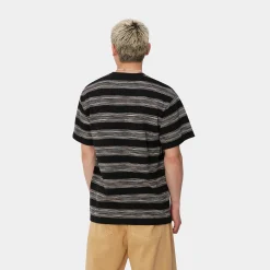 T-Shirts & Polos>Carhartt WIP S/S Dodson Pocket T-Shirt Dodson Stripe Horizontal, Black