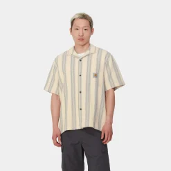 Hemden>Carhartt WIP S/S Dodson Shirt Dodson Stripe, Natural