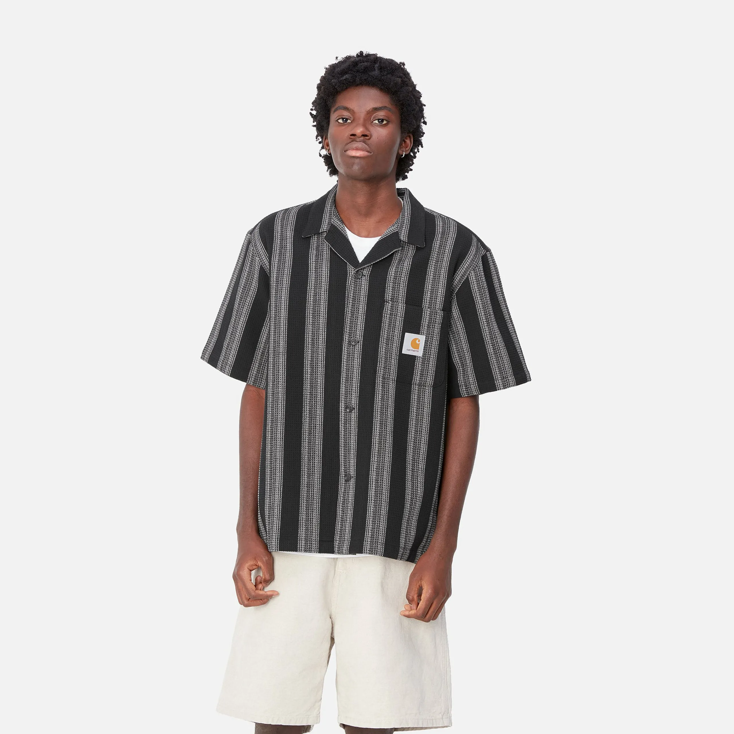 Hemden>Carhartt WIP S/S Dodson Shirt Dodson Stripe, Black