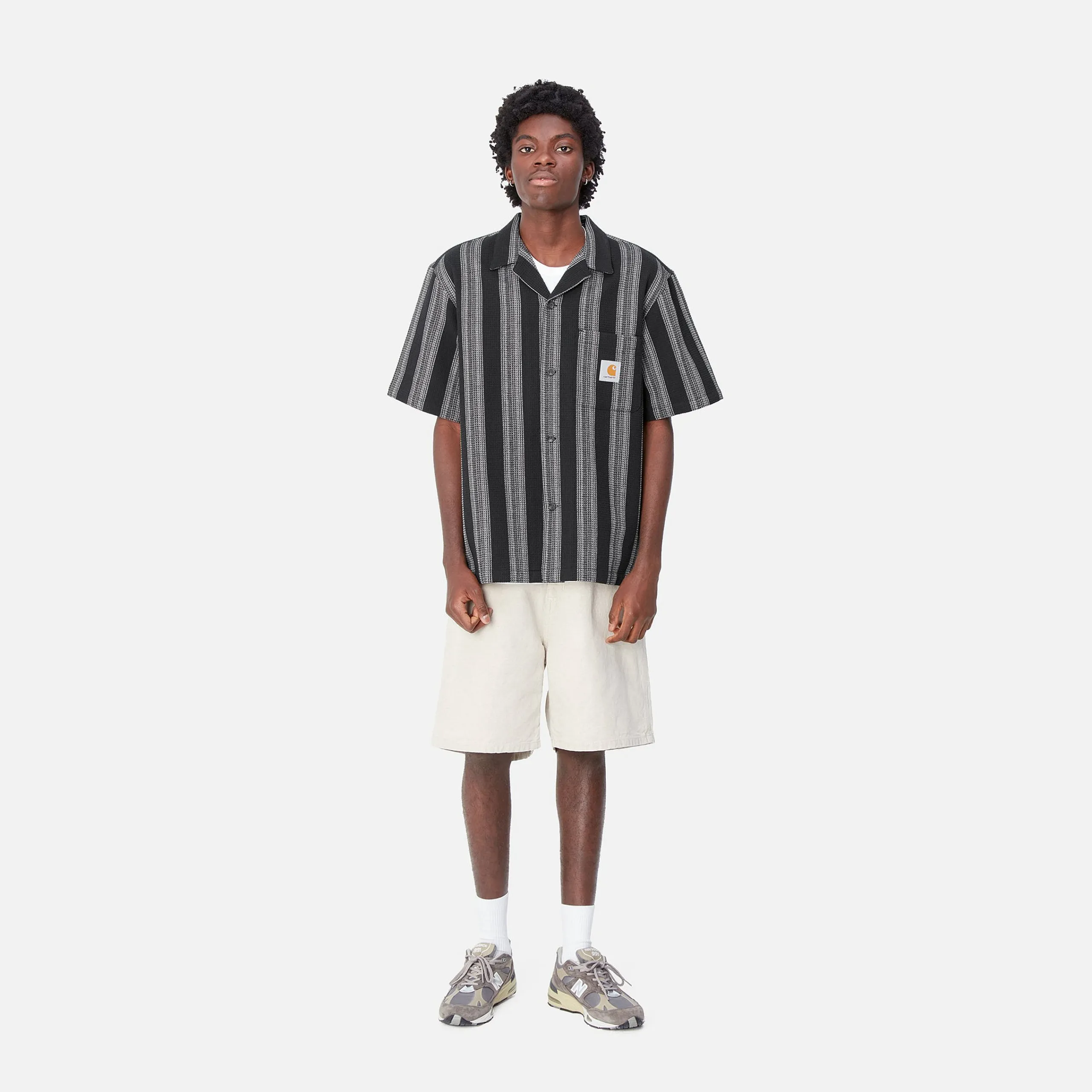 Hemden>Carhartt WIP S/S Dodson Shirt Dodson Stripe, Black