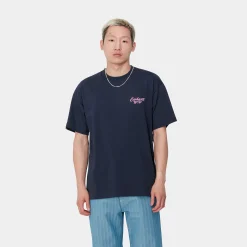 T-Shirts & Polos>Carhartt WIP S/S Friendship T-Shirt Air Force Blue / Light Pink