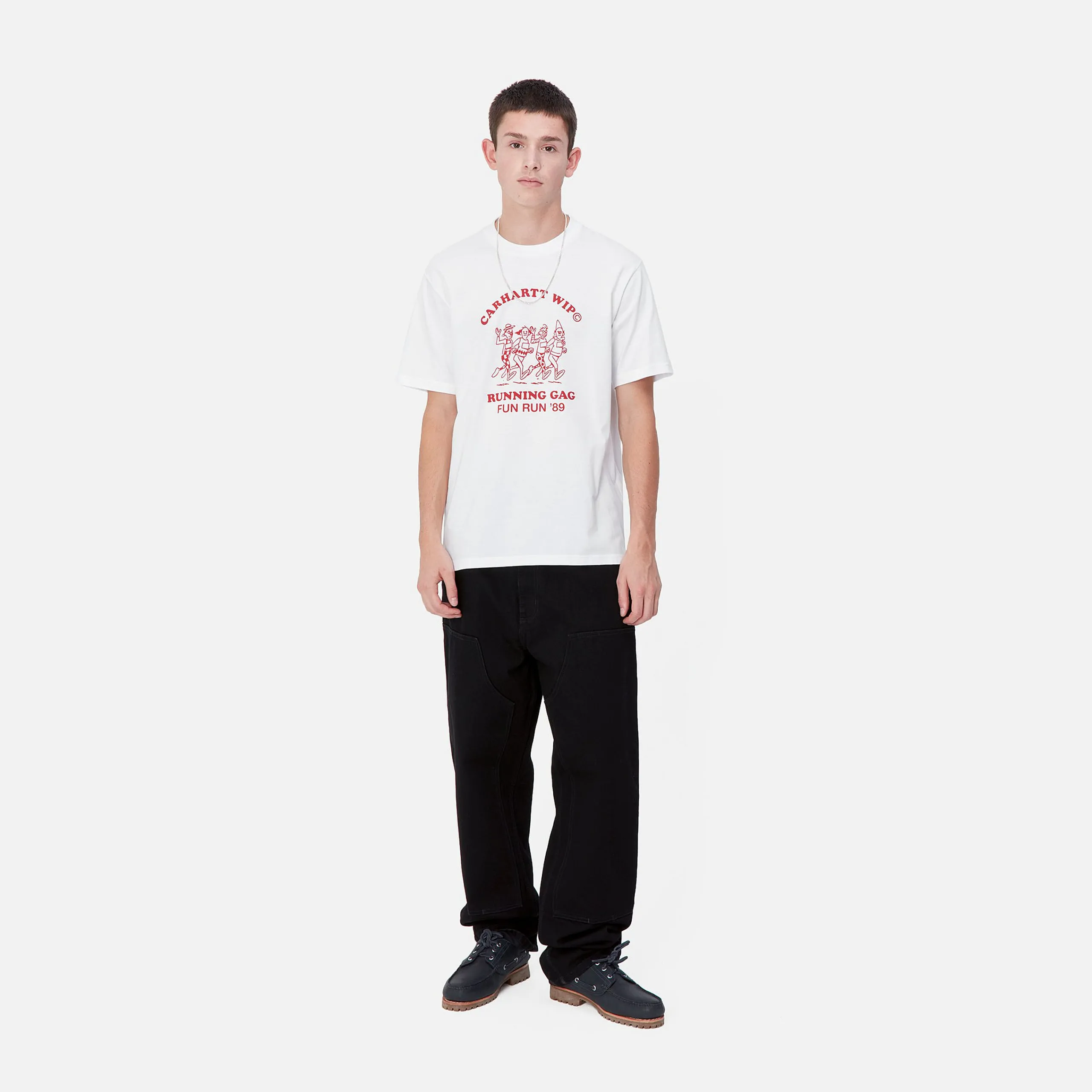 T-Shirts & Polos>Carhartt WIP S/S Fun Run T-Shirt White / Red