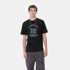 T-Shirts & Polos>Carhartt WIP S/S Fun Run T-Shirt Black / Dusty Ice