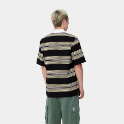 T-Shirts & Polos>Carhartt WIP S/S Gaines Rugby Shirt Gaines Stripe, Black