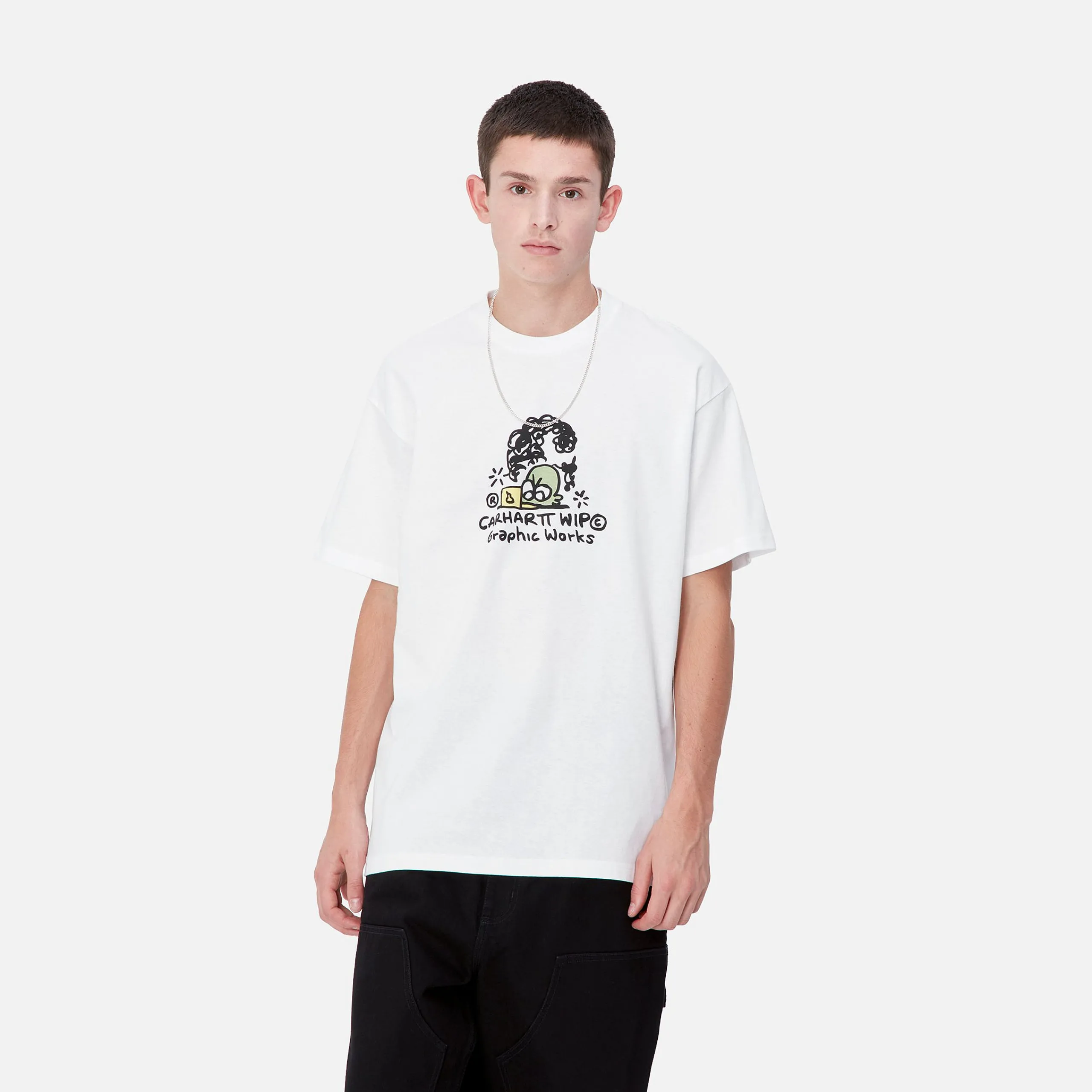 T-Shirts & Polos>Carhartt WIP S/S Graphic Works T-Shirt White
