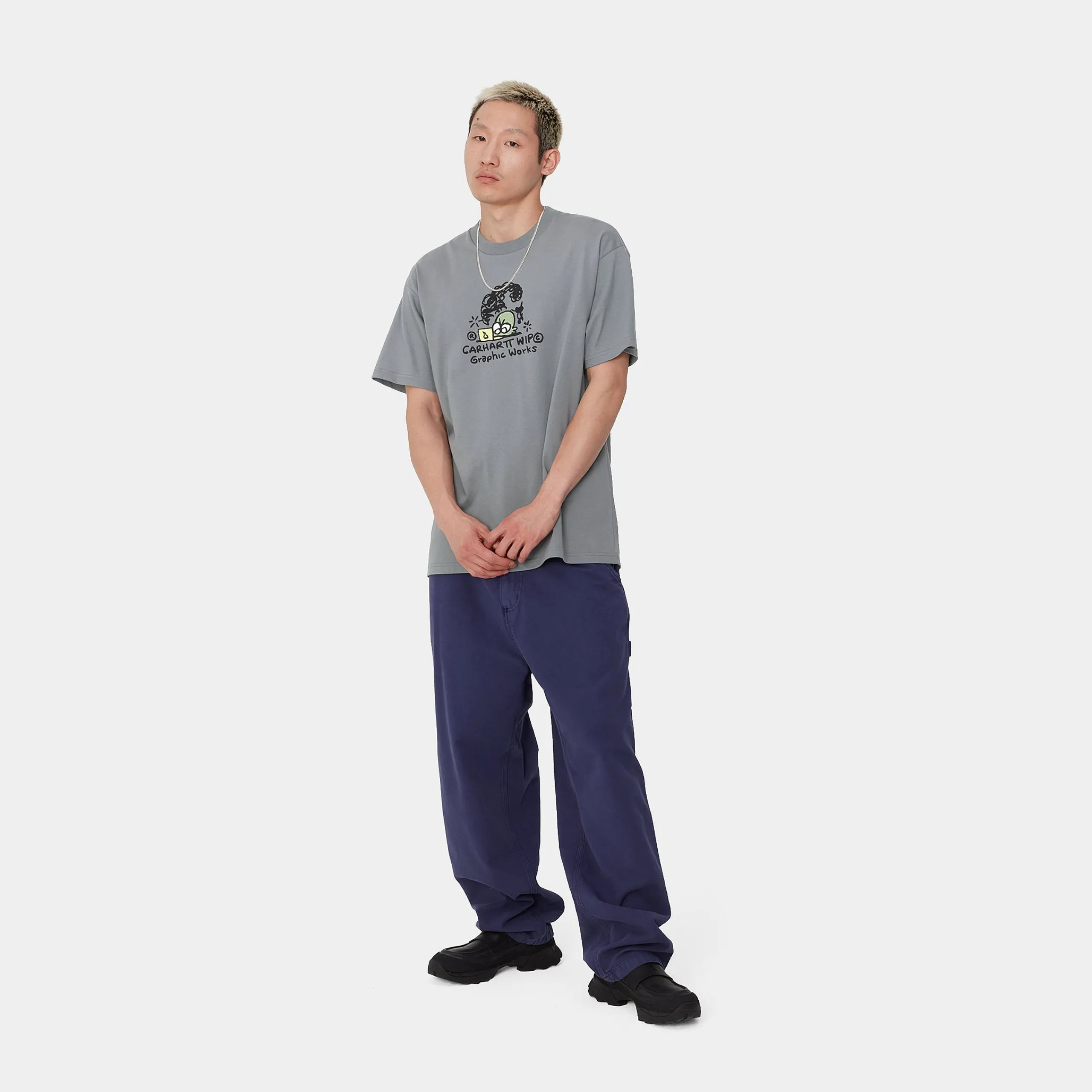 T-Shirts & Polos>Carhartt WIP S/S Graphic Works T-Shirt Dove Grey