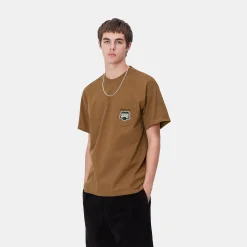 T-Shirts & Polos>Carhartt WIP S/S Heart Train Pocket T-Shirt Hamilton Brown