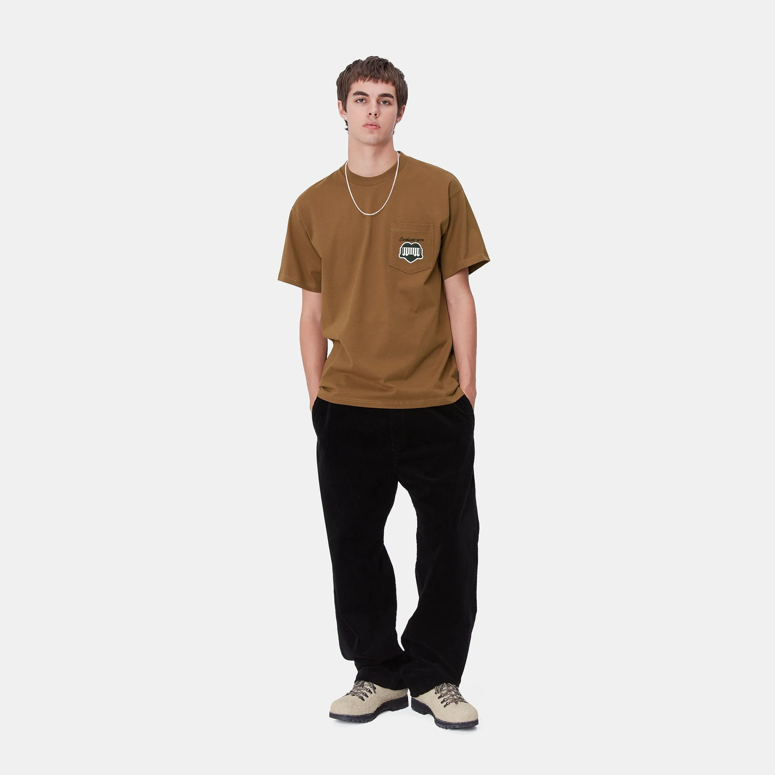 T-Shirts & Polos>Carhartt WIP S/S Heart Train Pocket T-Shirt Hamilton Brown