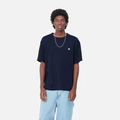 T-Shirts & Polos>Carhartt WIP S/S Madison T-Shirt Dark Navy / White