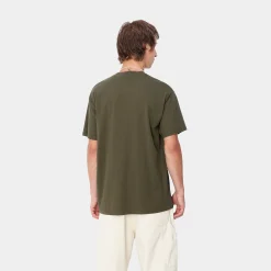 T-Shirts & Polos>Carhartt WIP S/S Script Embroidery T-Shirt Cypress / White