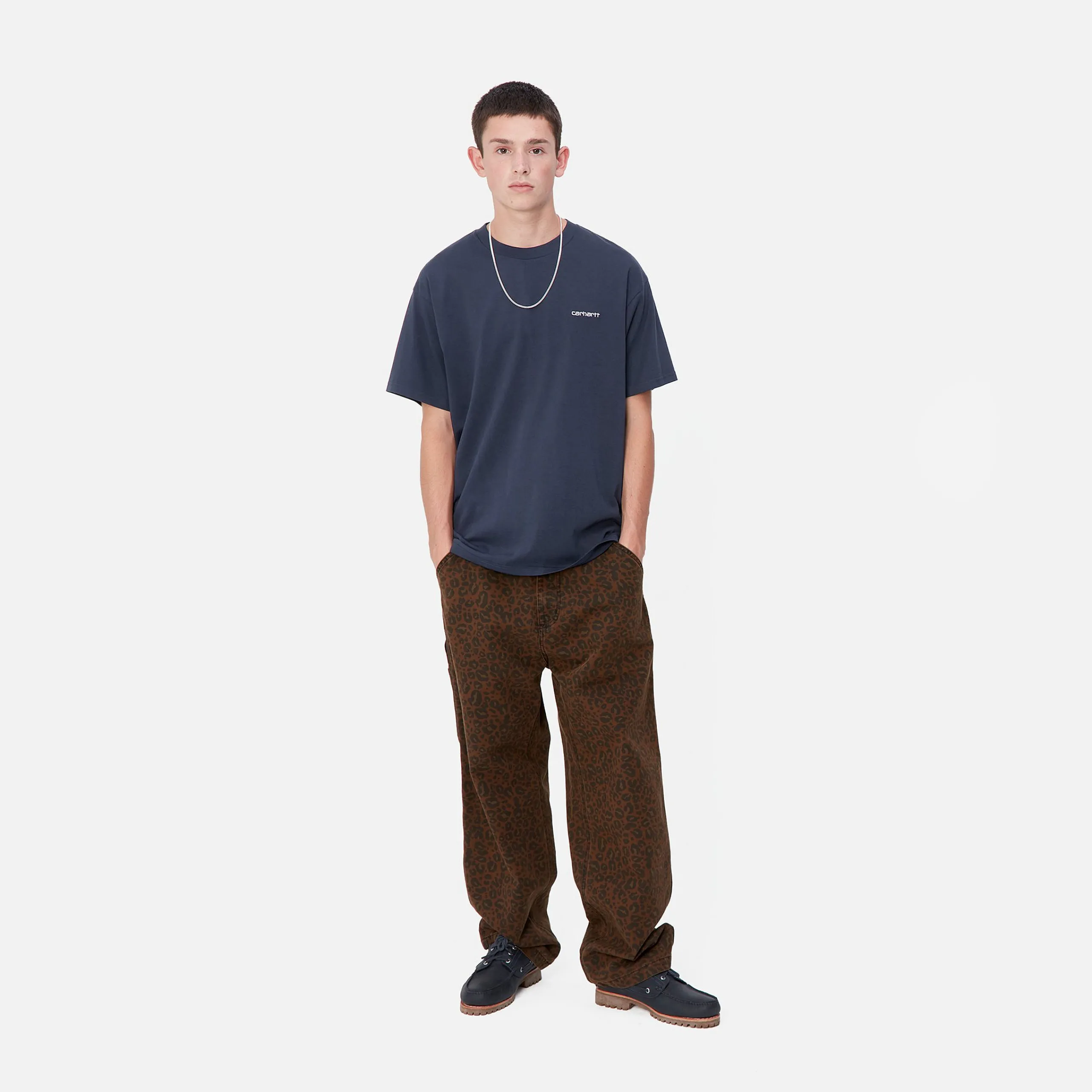 T-Shirts & Polos>Carhartt WIP S/S Script Embroidery T-Shirt Air Force Blue / White