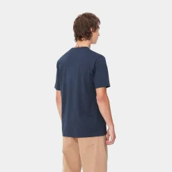 T-Shirts & Polos>Carhartt WIP S/S Script T-Shirt Air Force Blue / Malbec