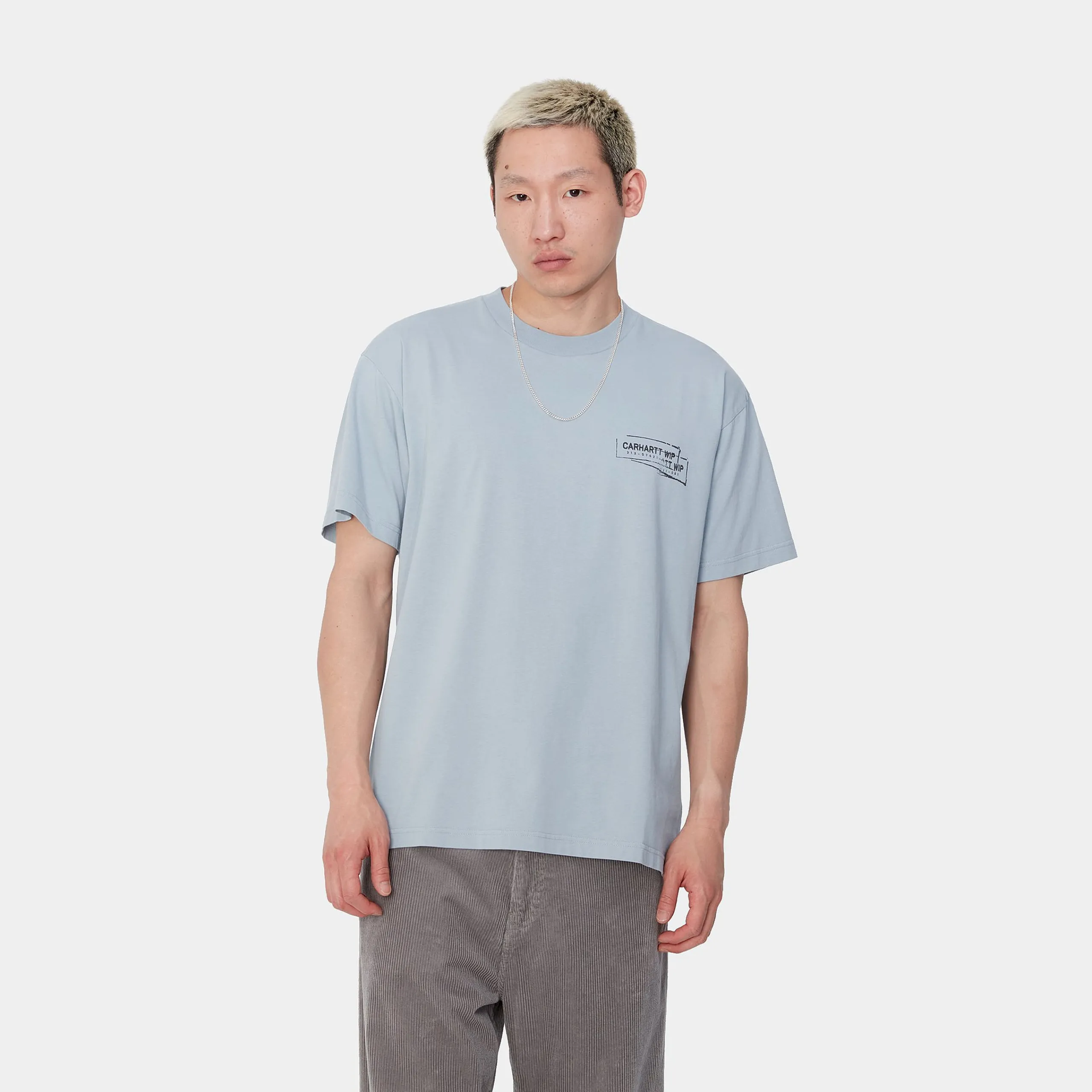 T-Shirts & Polos>Carhartt WIP S/S Stamp T-Shirt Misty Sky / Black