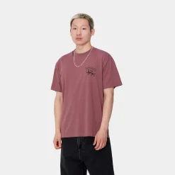 T-Shirts & Polos>Carhartt WIP S/S Stamp T-Shirt Dusty Fuchsia / Black