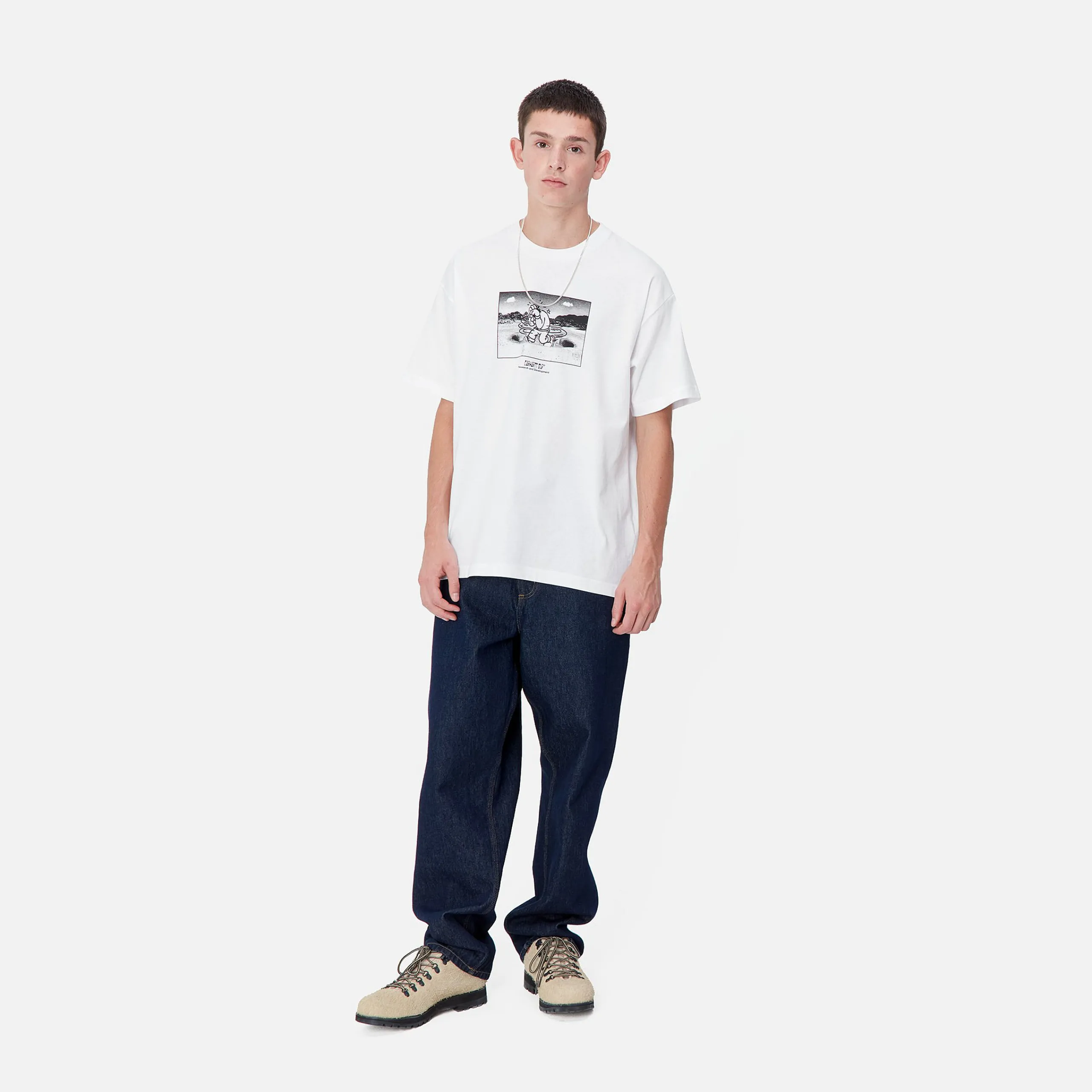 T-Shirts & Polos>Carhartt WIP S/S Think Tank T-Shirt White