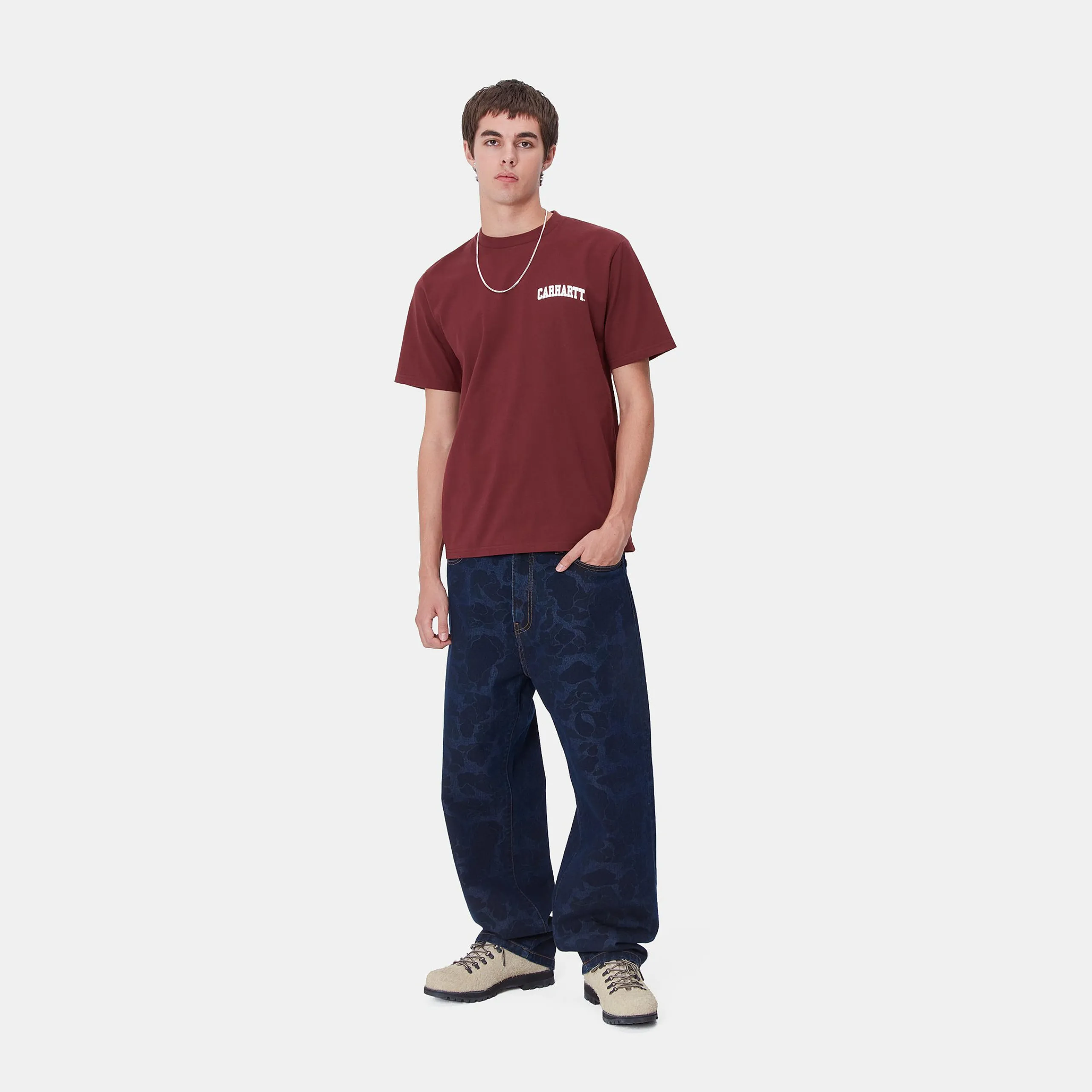 T-Shirts & Polos>Carhartt WIP S/S University Script T-Shirt Malbec / White