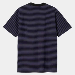 T-Shirts & Polos>Carhartt WIP S/S Verner Pocket T-Shirt Verner Stripe, Black / Aura