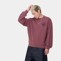 Sweats>Carhartt WIP Stamp Sweat Dusty Fuchsia / Black