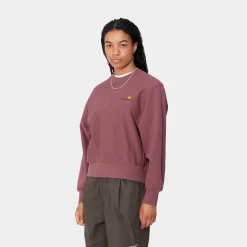 Sweats>Carhartt WIP W' American Script Sweatshirt Dusty Fuchsia