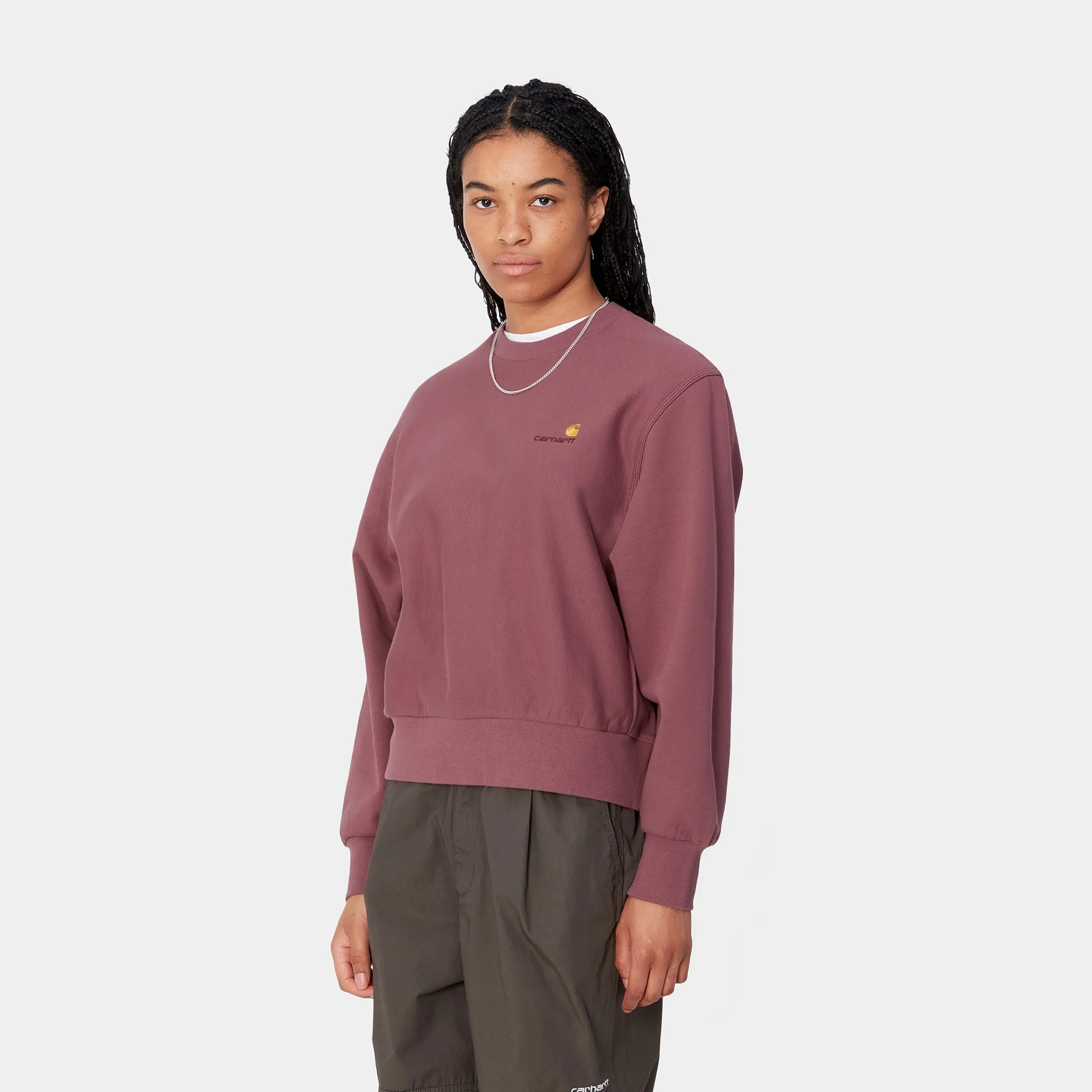 Sweats>Carhartt WIP W' American Script Sweatshirt Dusty Fuchsia