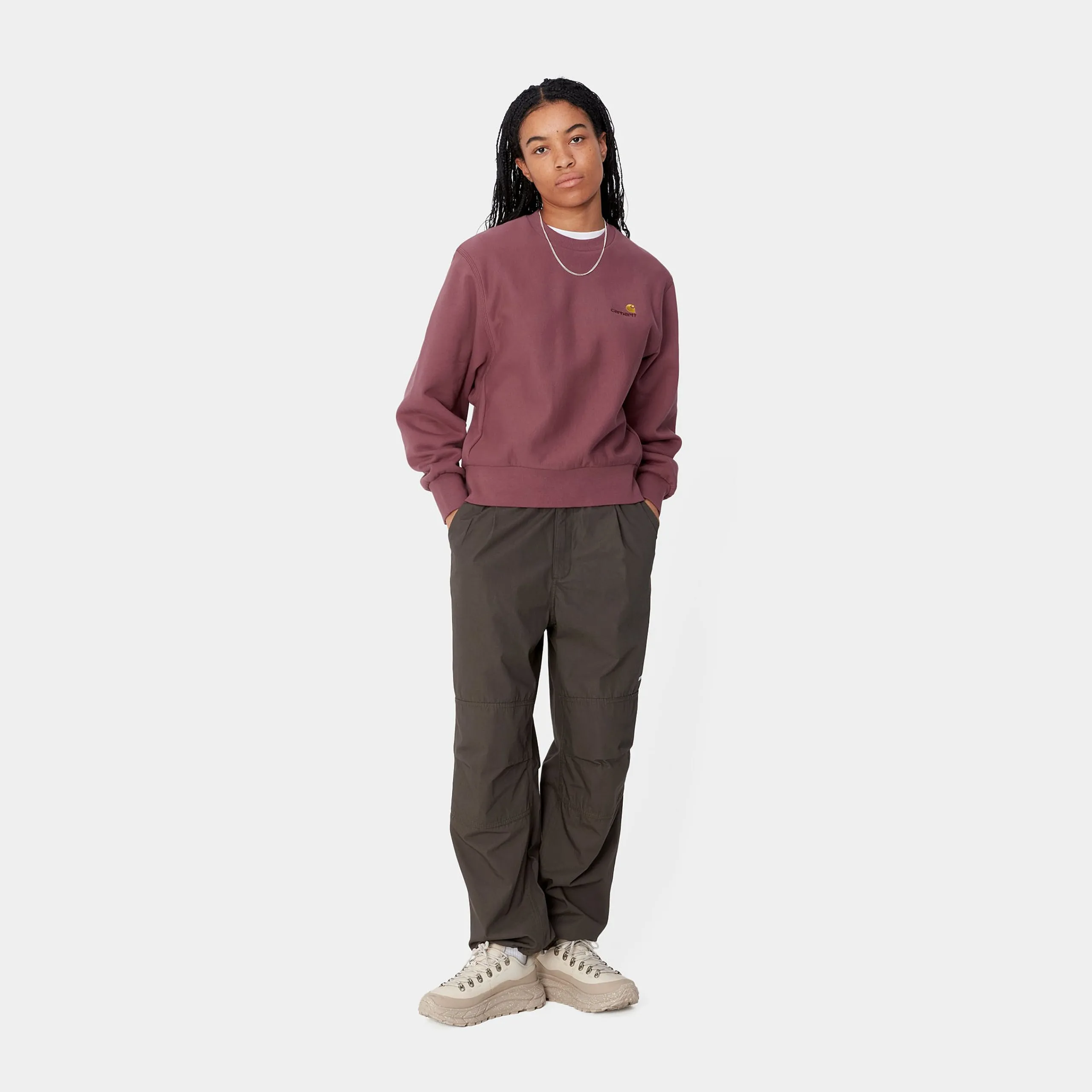 Sweats>Carhartt WIP W' American Script Sweatshirt Dusty Fuchsia