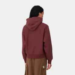 Sweats>Carhartt WIP W' Hooded American Script Sweatshirt Malbec