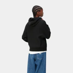 Sweats>Carhartt WIP W' Hooded American Script Sweatshirt Black