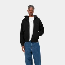 Sweats>Carhartt WIP W' Hooded Casey Jacket Black / Silver