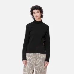 T-Shirts>Carhartt WIP W' L/S Signature Mockneck T-S Black