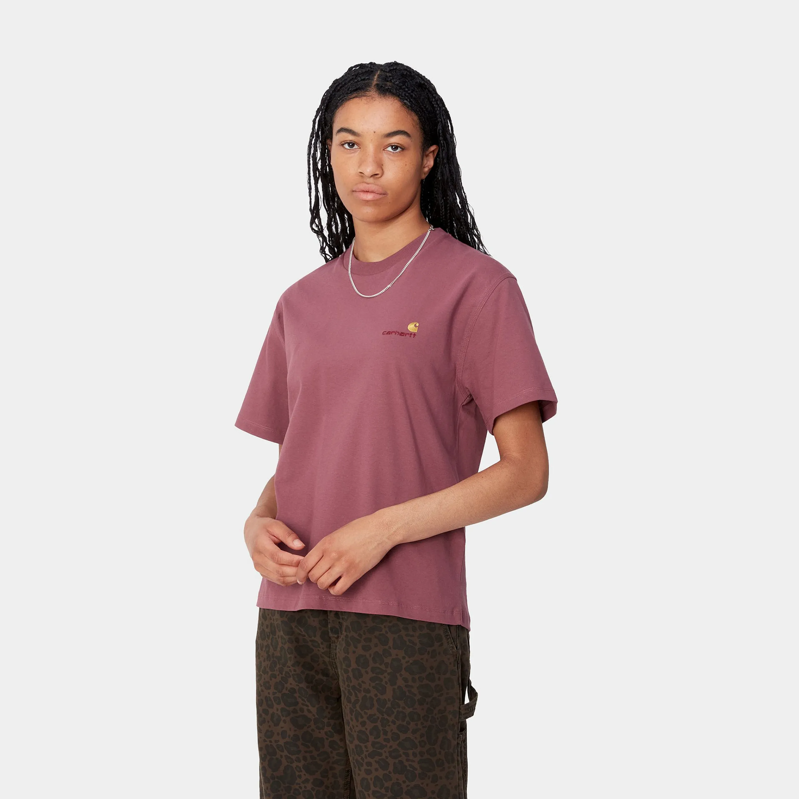 T-Shirts>Carhartt WIP W' S/S American Script T-Shirt Dusty Fuchsia
