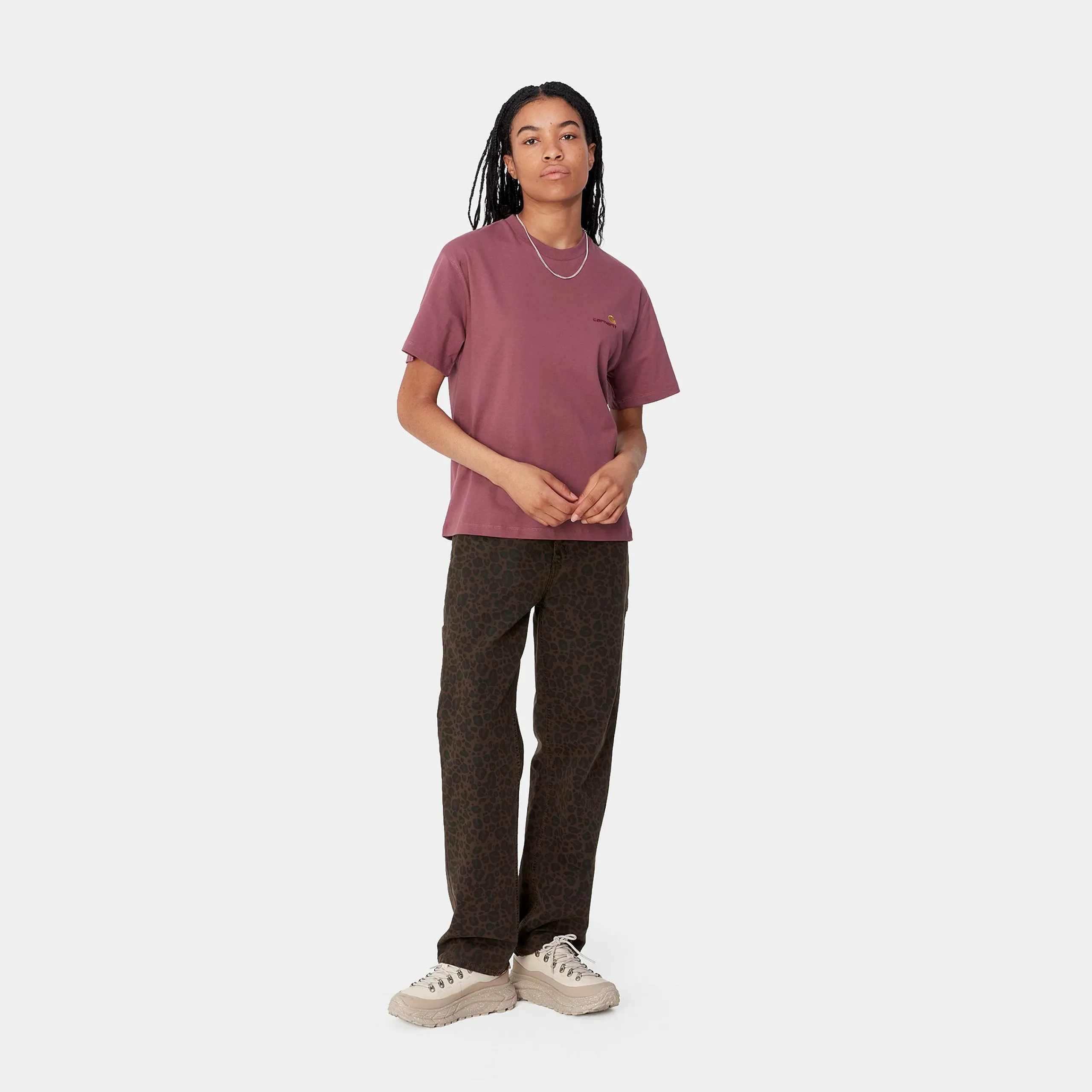 T-Shirts>Carhartt WIP W' S/S American Script T-Shirt Dusty Fuchsia