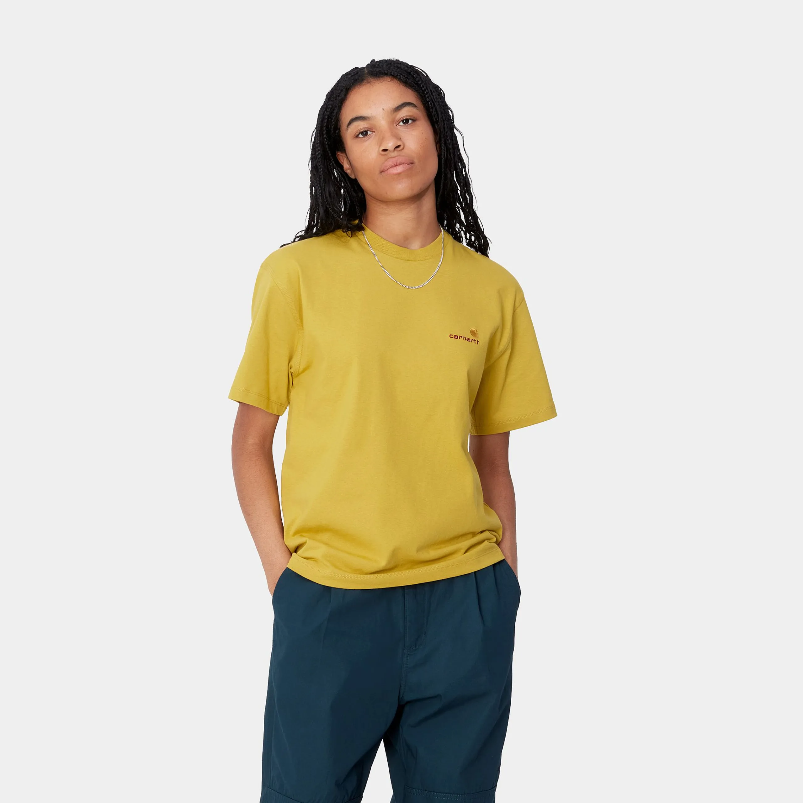 T-Shirts>Carhartt WIP W' S/S American Script T-Shirt Golden Olive