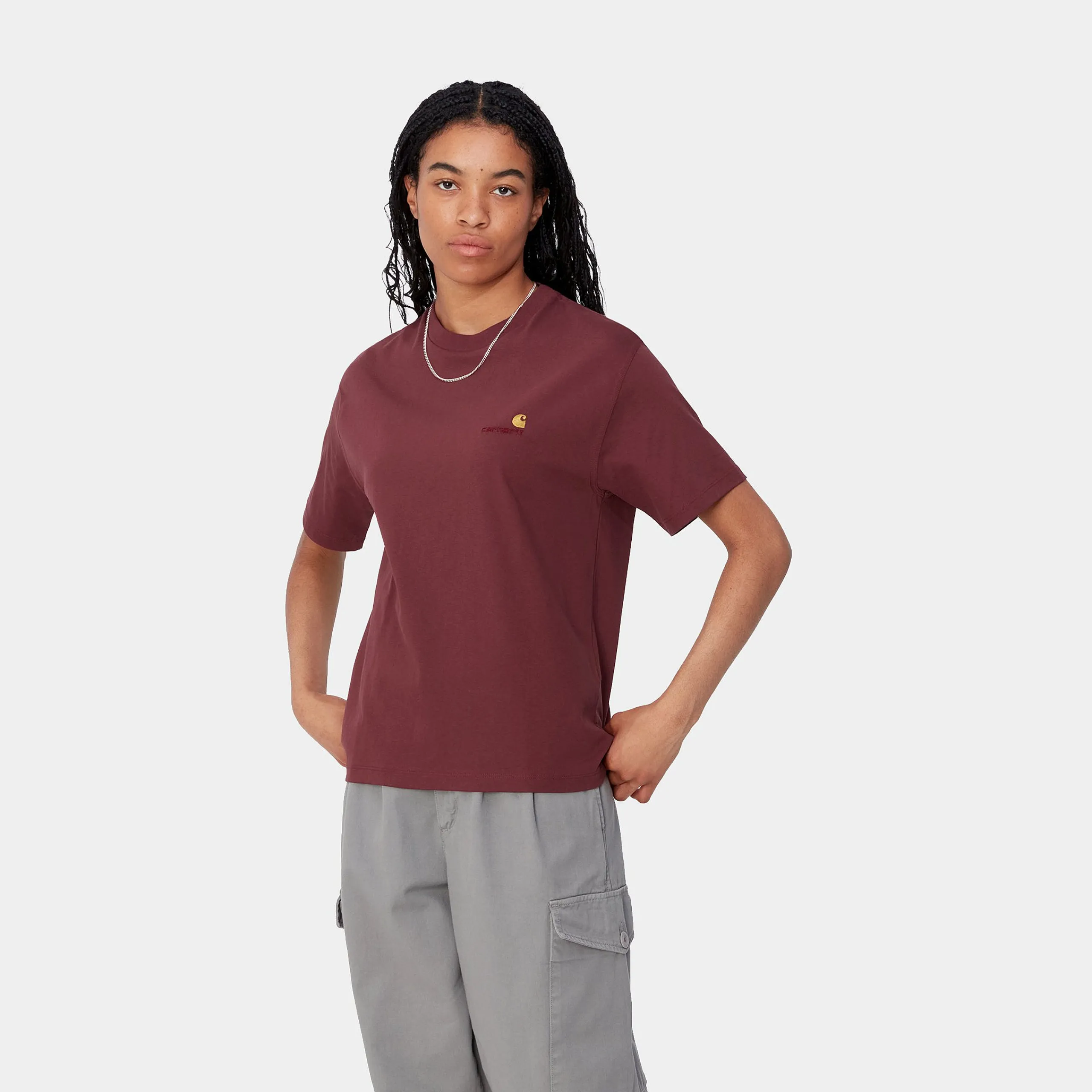 T-Shirts>Carhartt WIP W' S/S American Script T-Shirt Malbec