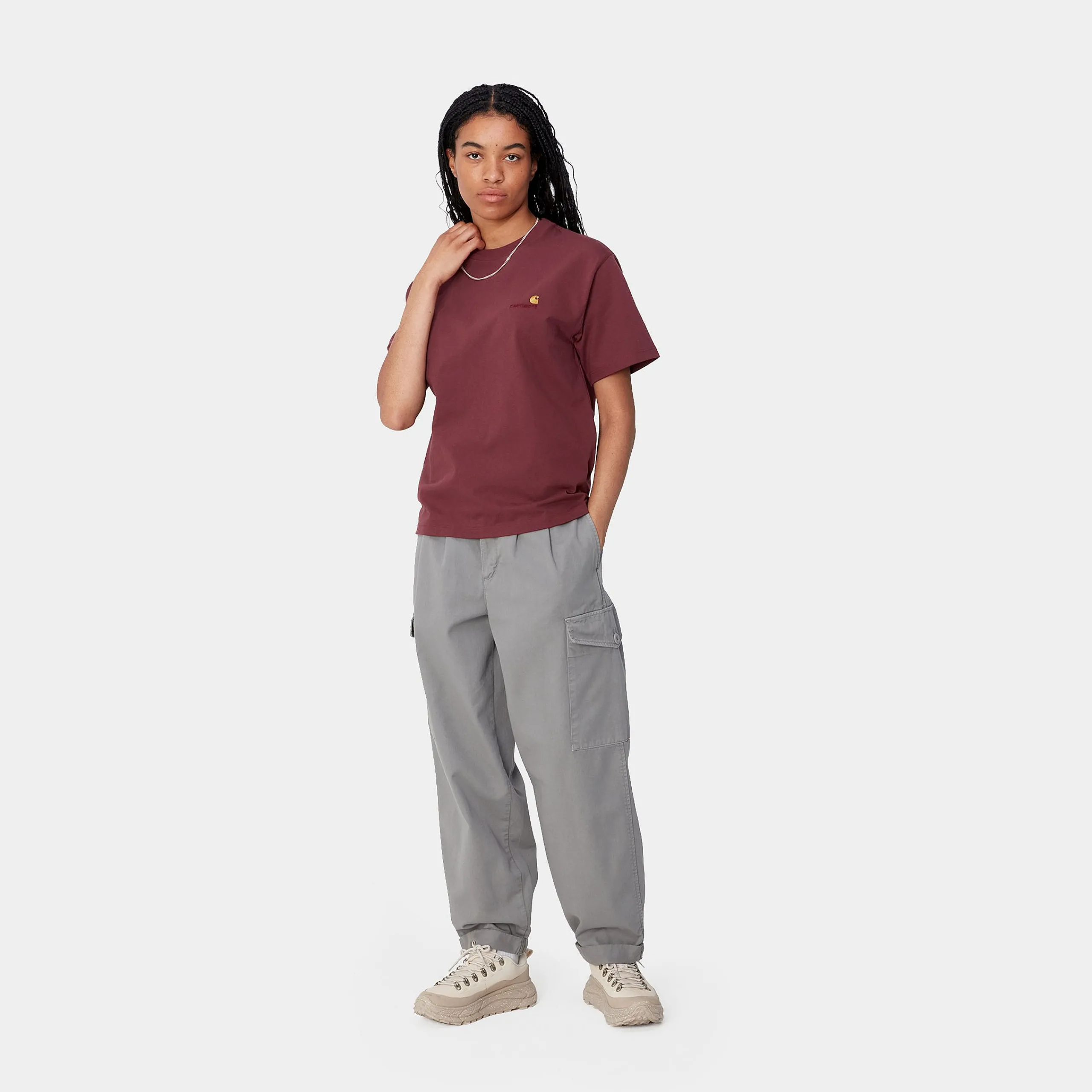 T-Shirts>Carhartt WIP W' S/S American Script T-Shirt Malbec