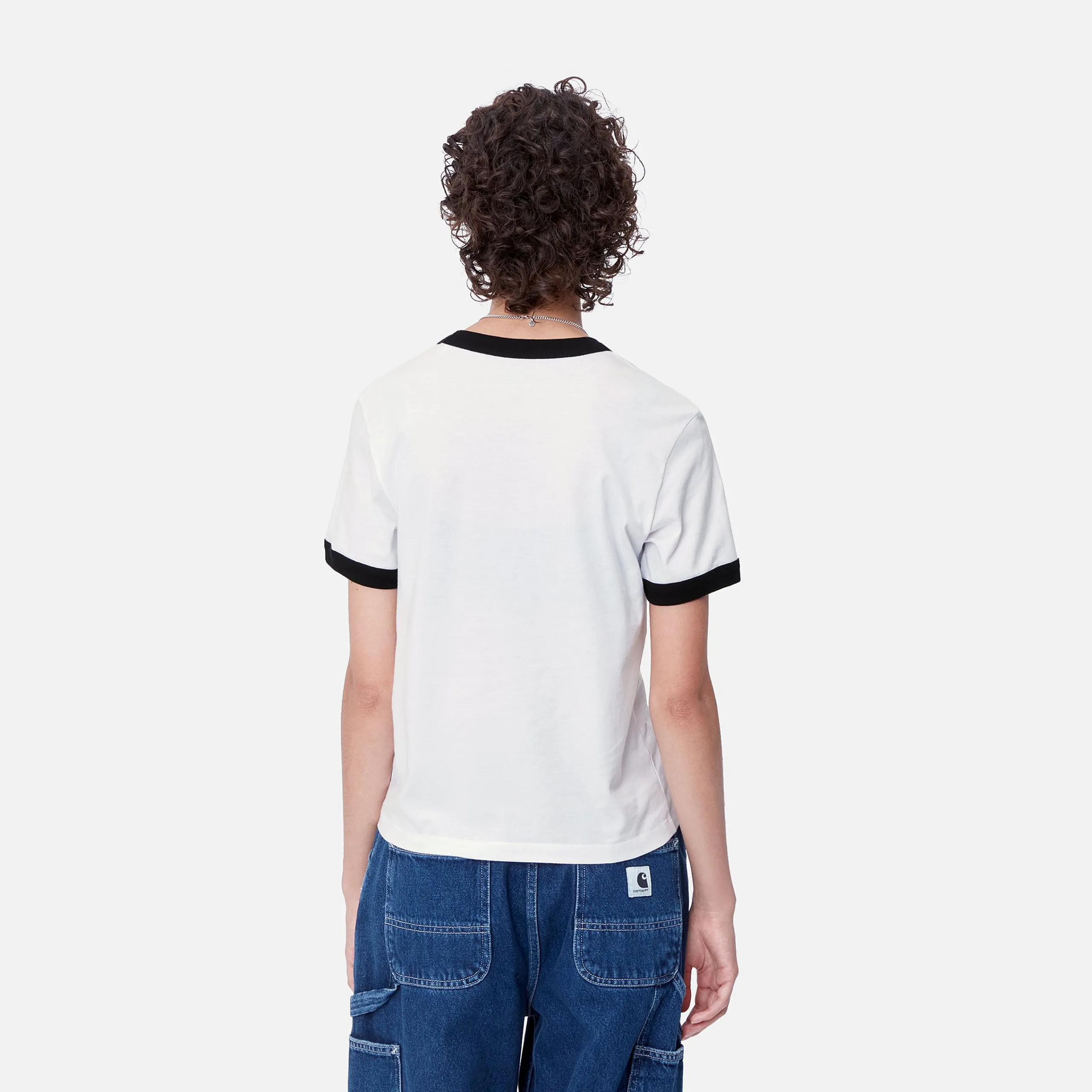 T-Shirts>Carhartt WIP W' S/S Brown Ducks Ringer T-S White / Black