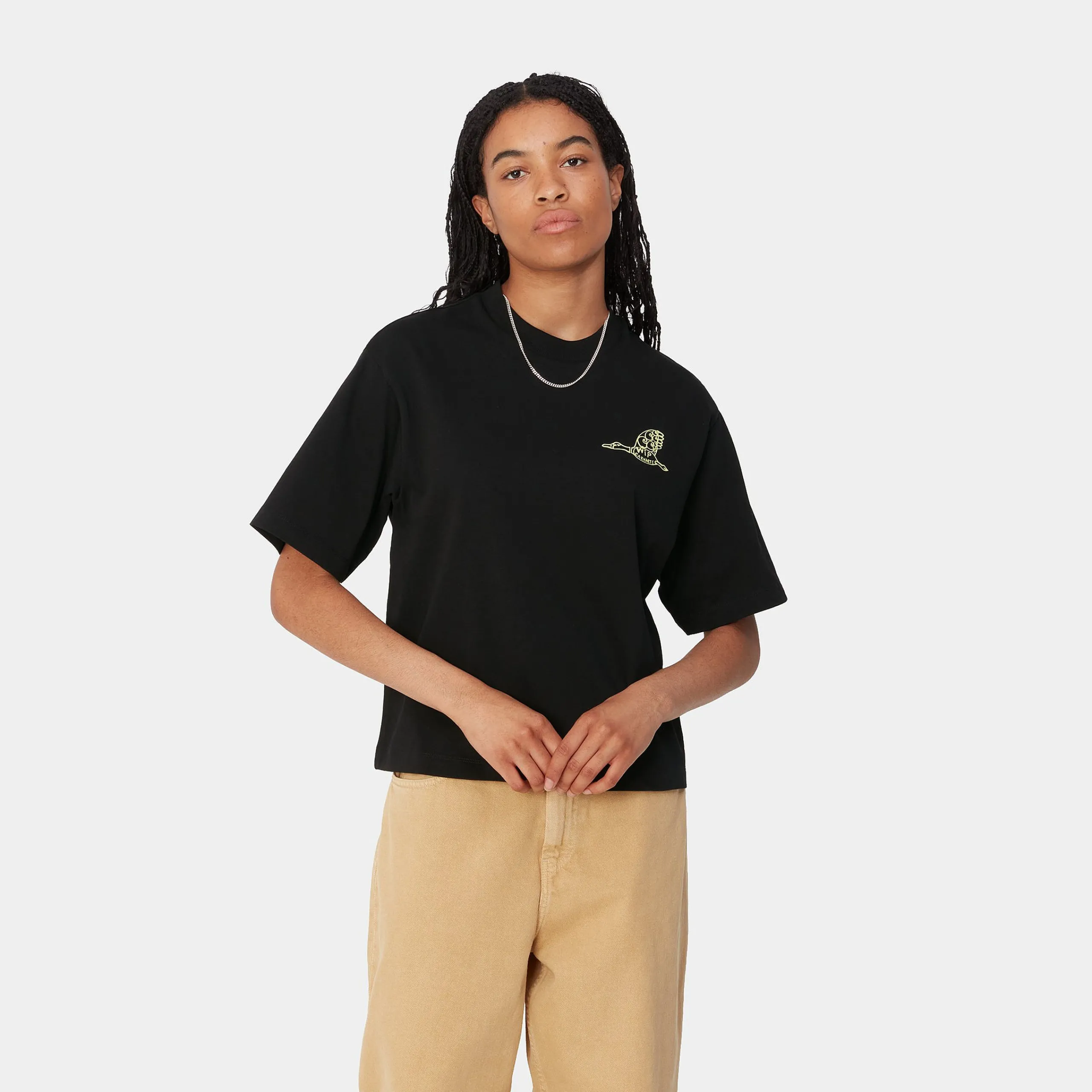 T-Shirts>Carhartt WIP W' S/S Kainosho T-Shirt Black / Arctic Lime