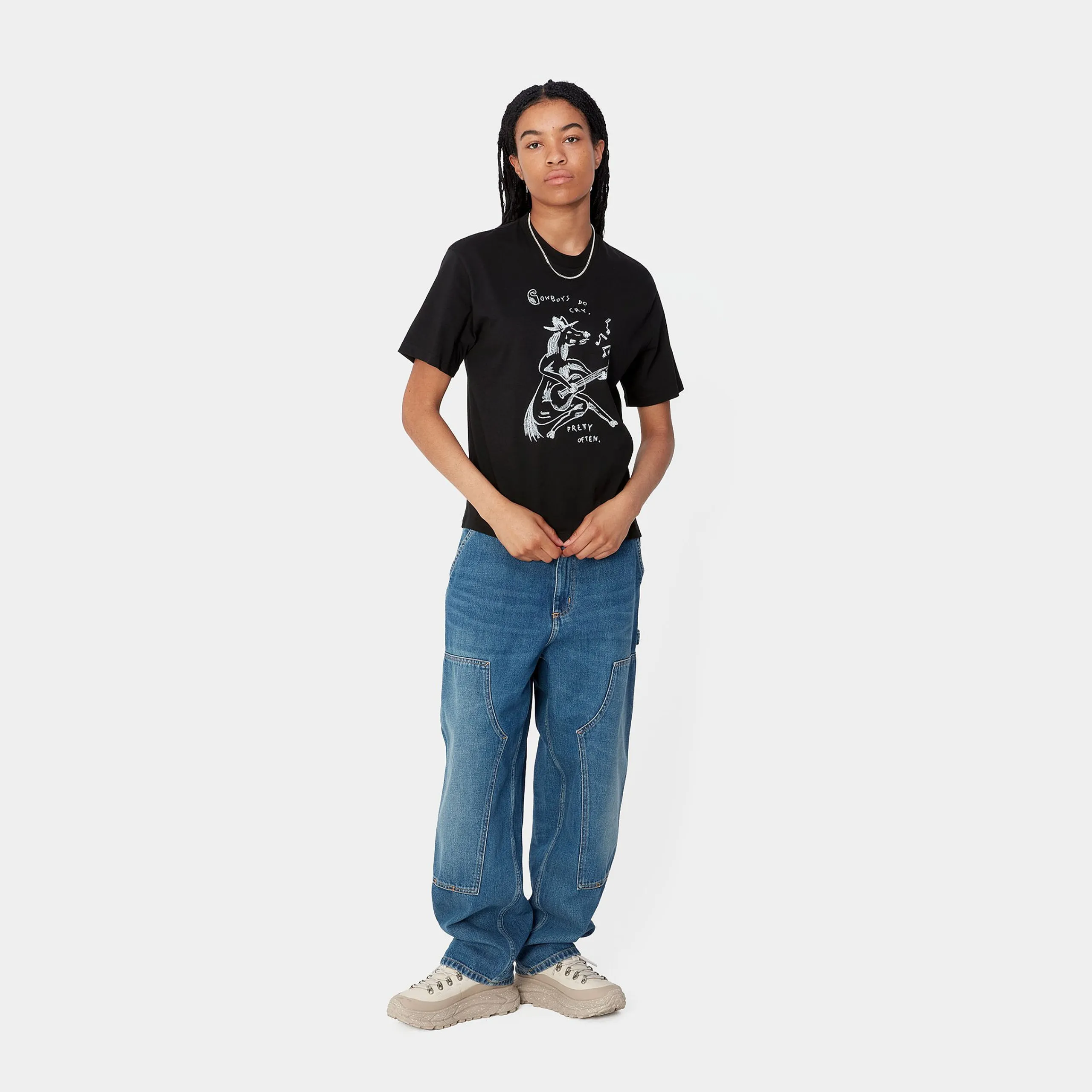 T-Shirts>Carhartt WIP W' S/S Pepe Sad Cowboy T-Shirt Black / White