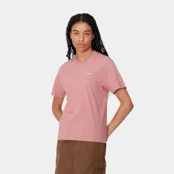 T-Shirts>Carhartt WIP W' S/S Script Embroidery T-Shirt Dusty Rose / Moonbeam