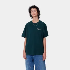 T-Shirts>Carhartt WIP W' S/S Signature T-Shirt Duck Blue / White