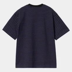 T-Shirts>Carhartt WIP W' S/S Verner T-Shirt Verner Stripe, Black / Aura