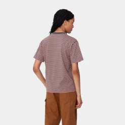 T-Shirts>Carhartt WIP W' S/S Verner T-Shirt Verner Stripe, Graphite / Dusty Rose